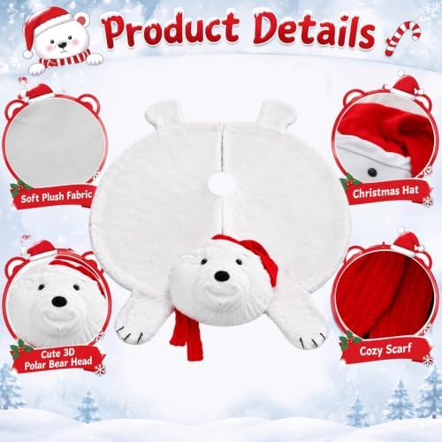 Hollowfly 14 Pcs Polar Bear Christmas Tree Decor Set, Xmas Winter Decor