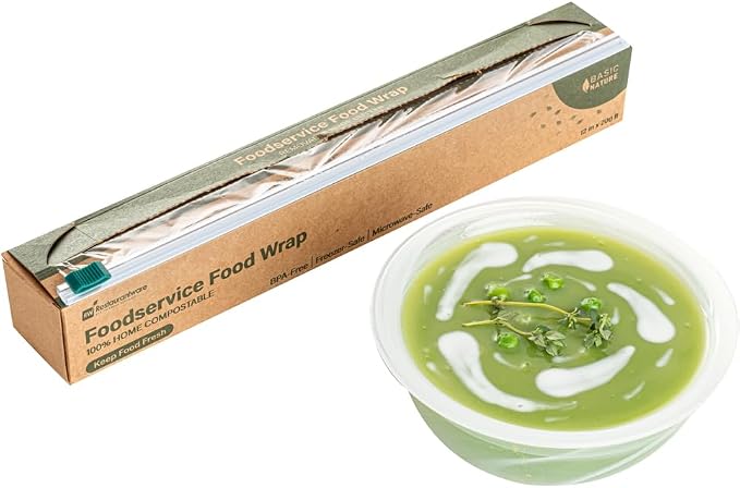 Restaurantware Basic Nature 12" x 200' Food Wrap 1 Microwavable Cling Wrap - With Built-In Slide Cutter Freezable Clear Plastic Kitchen Food Wrap Durable For Restaurant Cafes And Delis