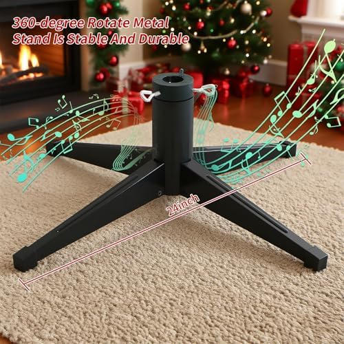 Pre-Lit Rotating Music Christmas Tree, 7.5FT for Living Room Decor