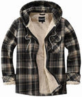 Elesuit Men's Full Zip Fleece Flannel Jacket Shirt Plaid Cotton Hoodie Coat