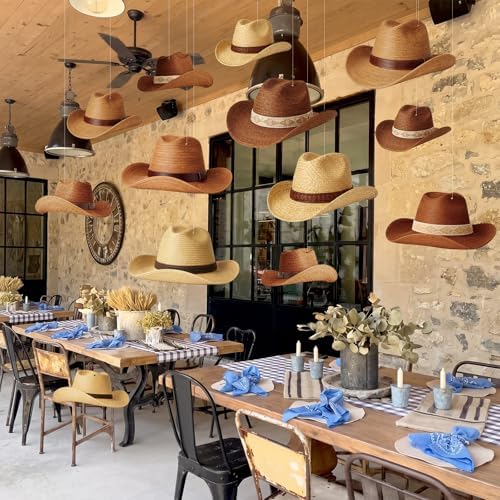 Epakh 18 Pcs Cowboy Hat Hanging Decor Western Cowboy Party Decorations