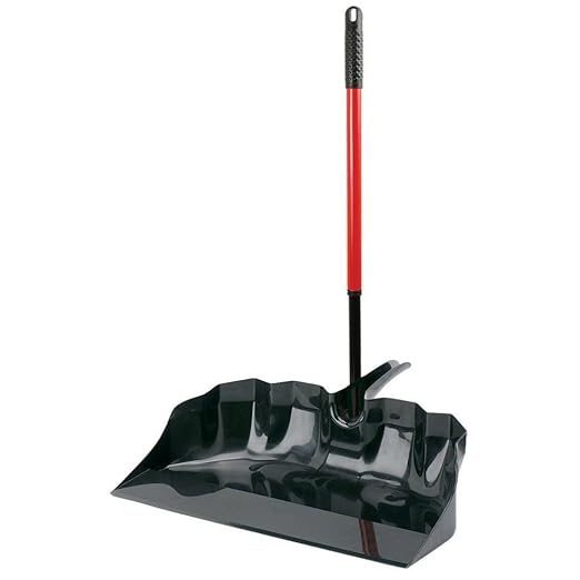 Libman Commercial 929 Extra Large Scoop Dust Pan, Telescoping Steel Handle, 22" Wide, Red and Black (Pack of 3)