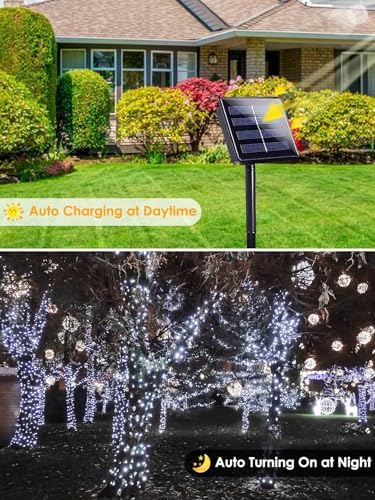 Solar Christmas Lights Outdoor 2 Pack 76FT 200 LED String Lights Cool White