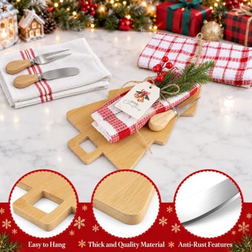Fayoo 6 Set Christmas Tree Wooden Cutting Board Set, Kitchen Gifts Kit