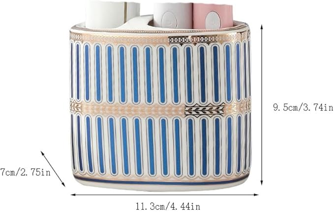 Toothbrush Rack Countertop Ceramic Toothbrush Box Bathroom Counter Storage Box Blue Toothpaste Box Can Hold Toothpaste Toothbrush and Comb Bathroom Toothbrush Holder(B), S11.3cm