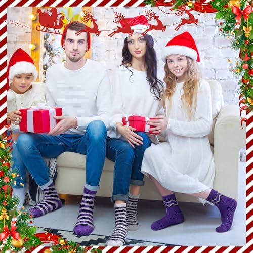 Hoolerry 30 Pairs Christmas Fuzzy Socks Bulk for Adult Gift