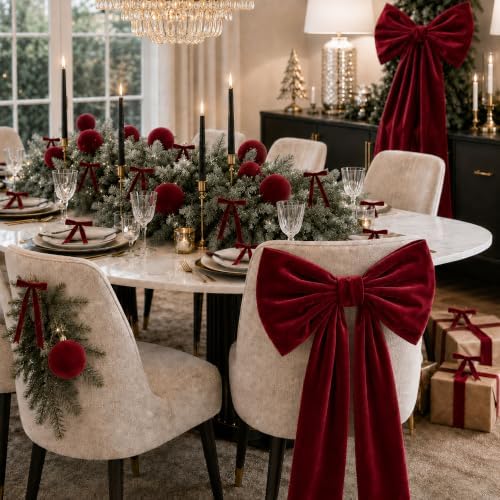 Knitgrip 49 Pcs Burgundy Christmas Tree Decoration Set with Velvet Bow Ball