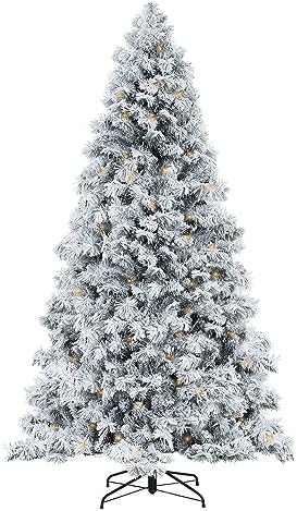 Naomi Home 6.5ft Snow Flocked Christmas Tree with Lights