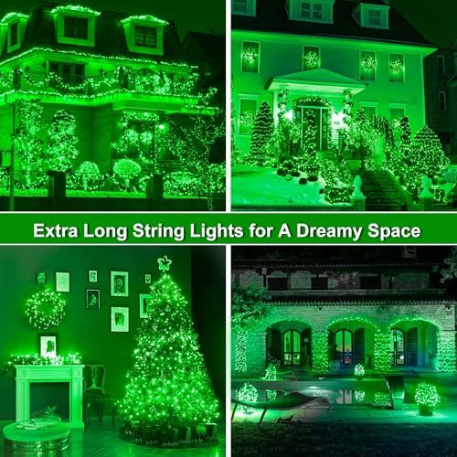 164Ft 500 LED Green Halloween Lights, Waterproof 8 Twinkle with Memory Functions Green String Lights for Indoor Outdoor Tree Garden Halloween Decoration