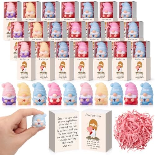 30 Sets Jesus Loves You Gifts Gnome Figurine with Boxes