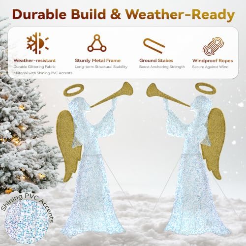 4FT Sparkling Angel Outdoor Christmas Decoration with Timer&Remote Control