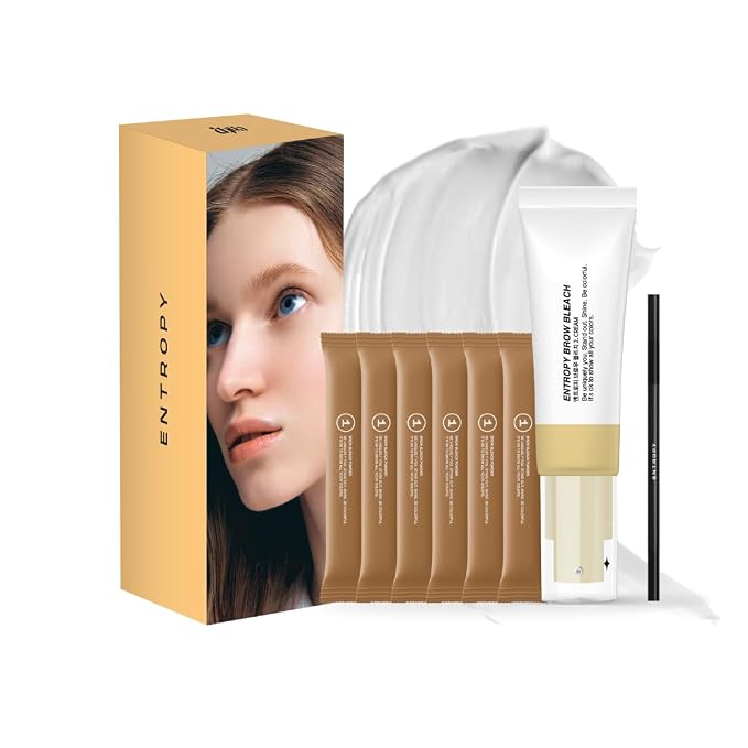 ENTROPY Eyebrow Bleach Kit – At-Home Eyebrow Lightener with Ammonia-Free Formula, Includes Powder Packs, Cream & Applicator Brush | Up to 6 Uses | Fast Brow Lightening