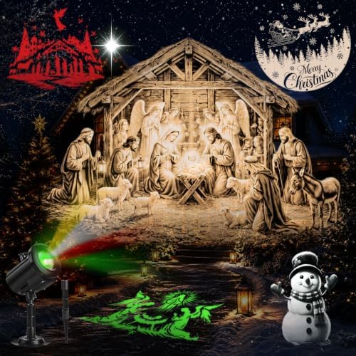 12-in-1 3D Nativity Christmas Projector Lights Outdoor Decor