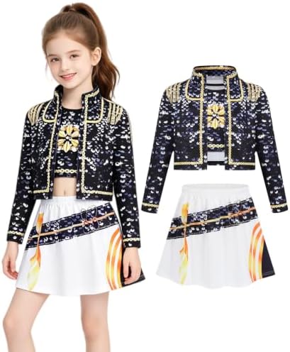 Pop Star Costume Kids Girls Golden Stage Outfit Halloween Costume Accessory