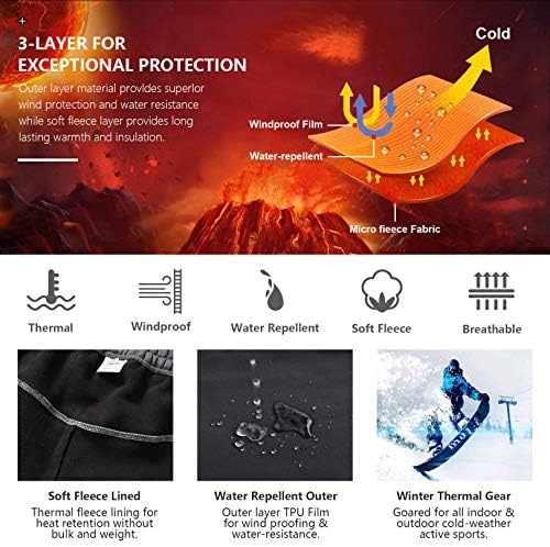 Men's hiking Snow Pants Skiing Winter Insulated Fleece lined Outdoor Water Repellent camping,walking,fishing