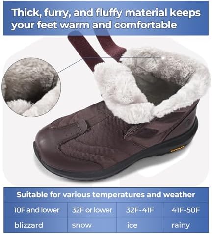 FitVille Mens Extra Wide Snow Boots Outdoor Mens Winter Wide Boots, Lightweight Wide Width Mens Winter Boots Waterproof Insulated V3