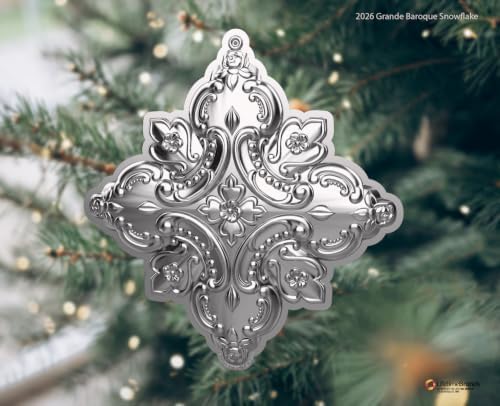 Wallace Sterling Silver Grande Baroque Snowflake Ornament 2026-29th Edition Annual Collectible, Handcrafted in USA, Comes with Gift Box, Ribbon and Velvet Pouch
