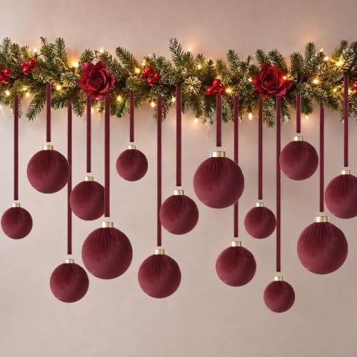 ZenNex 48Pcs Velvet Christmas Balls, Flocked Shatterproof Tree Ornaments