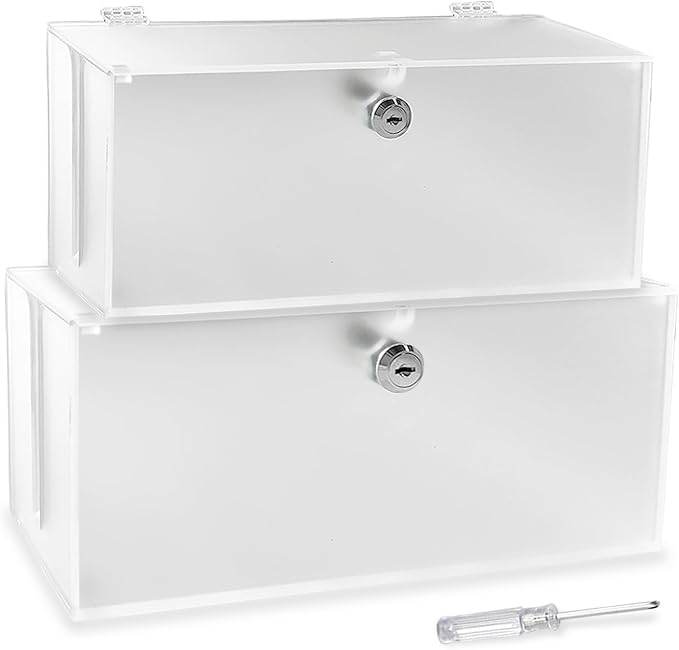 Cable Management Box with Lock,Cable Organizer Box & Power Strip Cover,Frosted Acrylic, Wire Storage and Organization for Cords,Suitable for TV, Computer,Child and Pet Proof(2PC)