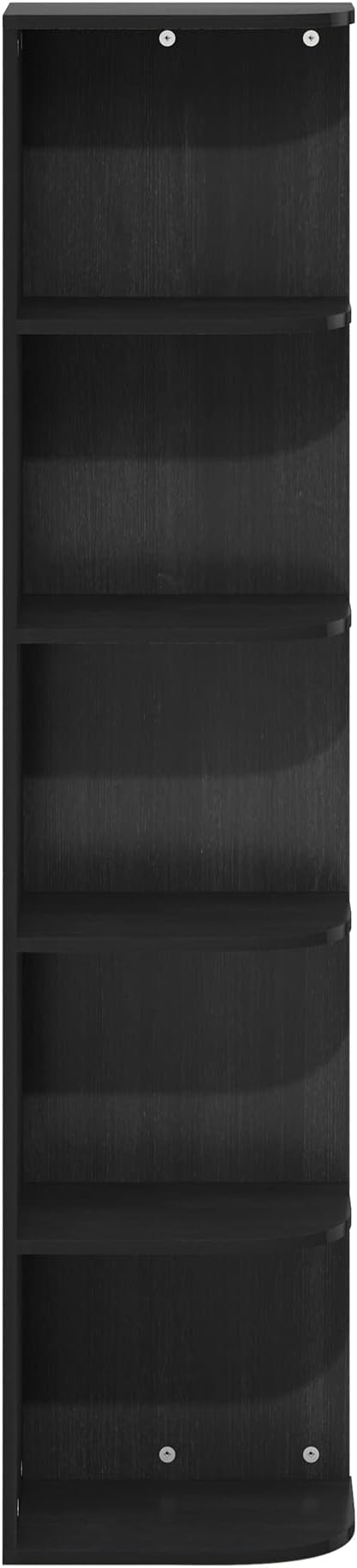 Furinno PASIR Book Shelf, 5-Tier Corner Bookshelf with Open Shelf, Standing Bookcase, 9.3 x 12 x 51.7, for Organization and Storage, for Living Room, Bedroom, Home Office, Blackwood