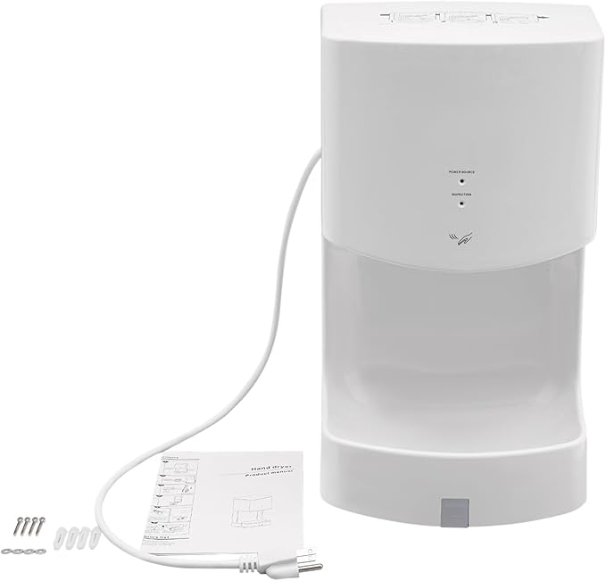 Commercial Automatic Hand Dryer, Wall-Mounted Air Wiper with Drip Tray 1000W High Speed Warm & Cold Wind for Home Shopping Mall Business Restroom