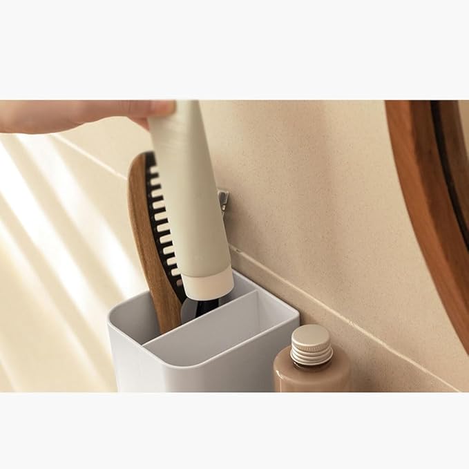 Toothbrush Rack Wall-mounted Toothbrush Storage Box Gray Toothbrush Holder Bathroom Accessories Storage Bracket with Cup Easy to Install Bathroom Toothbrush Holder(L31.2cm)