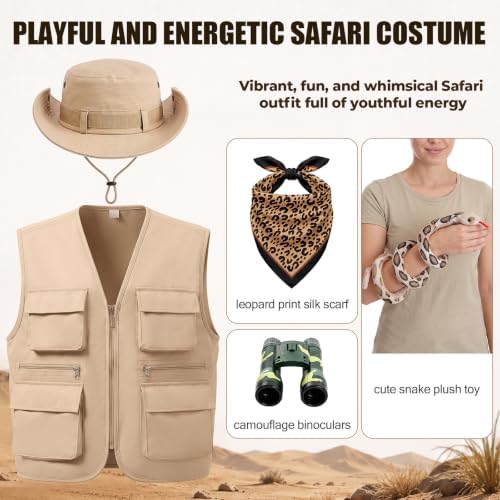 5 Pcs Safari Costume for Women Halloween Cosplay Outfit