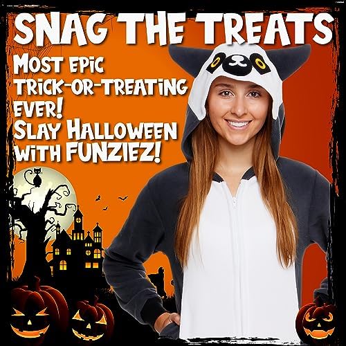 Funziez! Slim Fit Adult Onesie - Animal Costume - Plush Unisex Halloween One Piece Cosplay Suit for Women and Men
