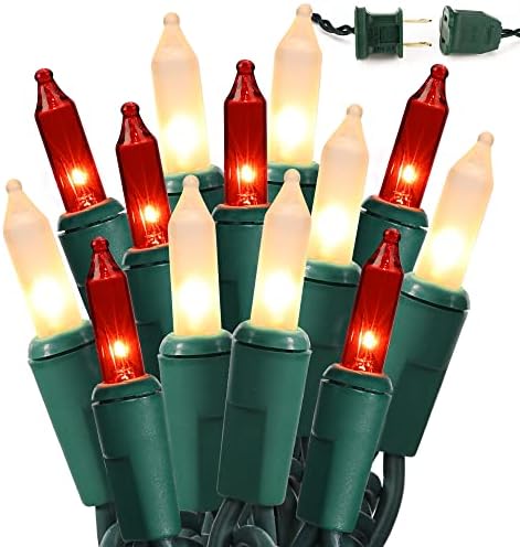 BrizLabs Red & White Christmas Lights, 300 Count 69.6ft Mini Outdoor Lights
