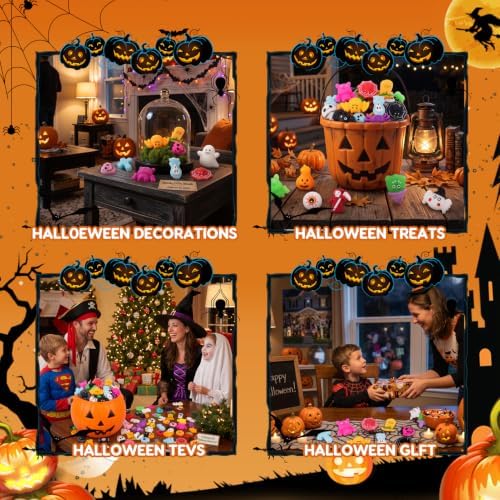 Tiaxidex 72 PCS Halloween Squishies Bulk Mochi Squishy Compact & Portables, Perfect Halloween Sensory Stress Balls for Kids & Adults, Halloween Trick or Treat, Classroom Prizes, and Party Favors