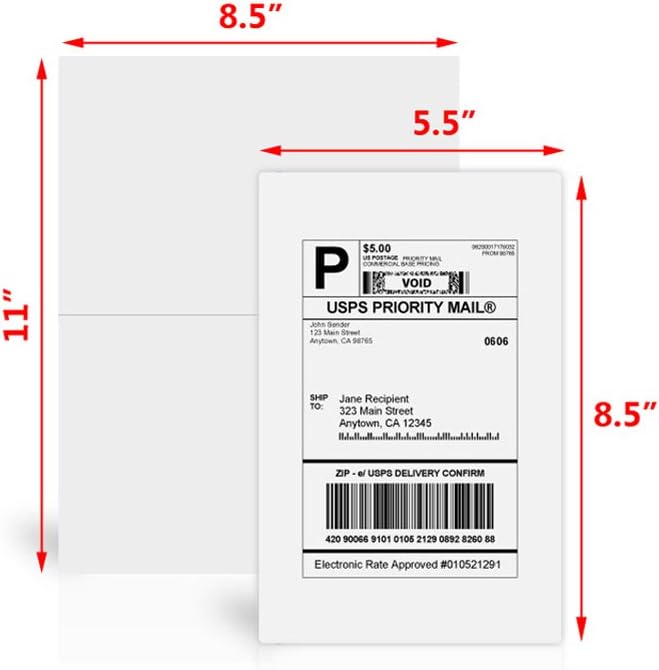 9527 Product Half Sheet Self Adhesive Shipping Labels for Laser & Inkjet Printers White Blank,2 Labels per Sheet (2000 Labels)