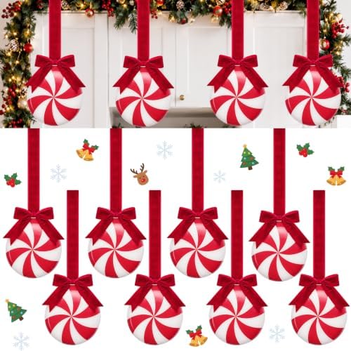 8 Pcs Christmas Kitchen Hanging Ornament, Velvet, Candy