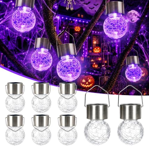 GIGALUMI Solar Hanging Lights Outside Halloween Decoration Lanterns 8 PC
