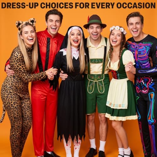 Get Trend Skeleton Halloween Costumes for Men and Women, Dress Up Outfit