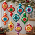 Soulchen 10 Pcs Vintage Glass Christmas Ornaments, Glitter, Retro