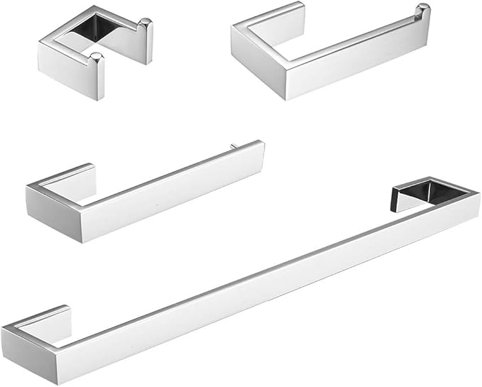 Fapully 4 Piece Bathroom Accessories Set Stainless Steel Wall Mounted,Chrome Polish Finished