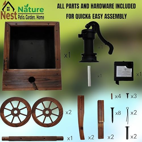 NestNature Wooden Water Feature|Garden Fountain-Adds Rustic Farmhouse Charm