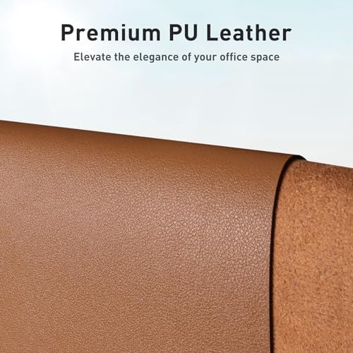 Aothia Faux Leather Desk Mat - Non-Slip PU Leather Desk Blotter, Waterproof Writing Surface, Large Desk Pad for Office & Home (Brown, 55" x 24")