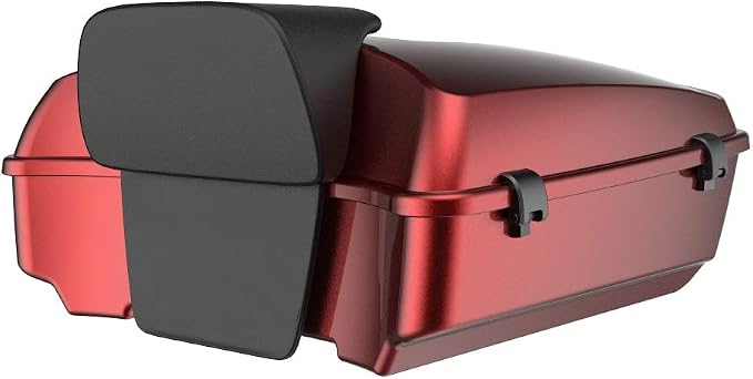 Advanblack Road Glide Tour Trunk Pack Hard Candy Hot Rod Red Flake Chopped Tour Trunk Pack Backrest Pad for '97-'25 Harley Touring Road King Street Glide Electra Glide CVO models