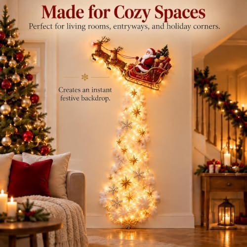 Christmas Magic Trail Wall Light, Santa Sleigh Reindeer Hanging Decoration