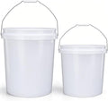 5 Gallon & 2.5 Gallon Plastic Bucket Set with Handle (2 Pack), Water Bucket for Household Cleaning, Car Wash, Plastic Container for Gardening Outdoor Paint Kitchen Storage, DIY Gift, White