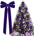 12Pcs Purple Velvet Ribbon Bows Christmas Tree Decorations,5in x 10in Xmas Ornaments for Tree Home Party Front Door Wreath Garland Holiday Decor