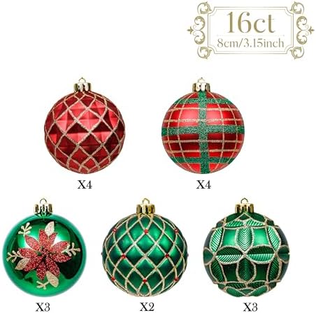 Valery Madelyn 16ct Christmas Tree Decorations Ball Ornaments 3.15 Inches