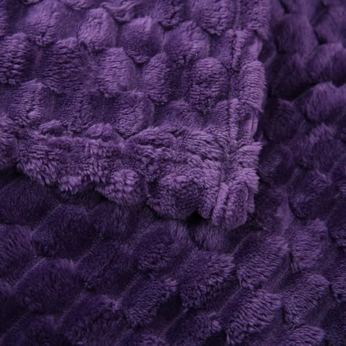 Puncuntex Deep Purple Throw Blanket 60"×80" Fuzzy 3D Jacquard Decorative