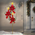 Outdoor Solar Christmas Decorations,LED Red Candle Holiday Garden Stakes