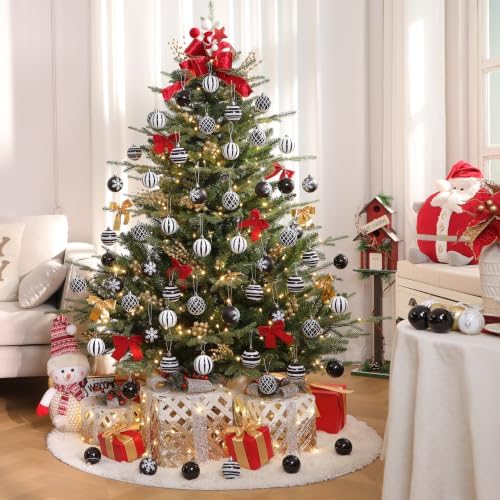 SHareconn 30ct 2.36 Inch Christmas Tree Balls Ornaments, Black & White,60mm
