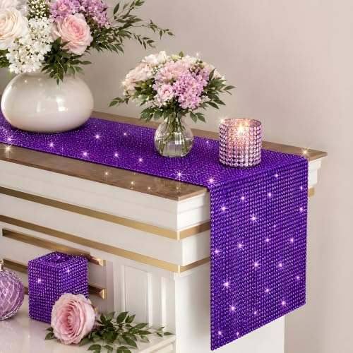 Disco Party Decorations - Purple Sequin Glitter Disco Table Runner