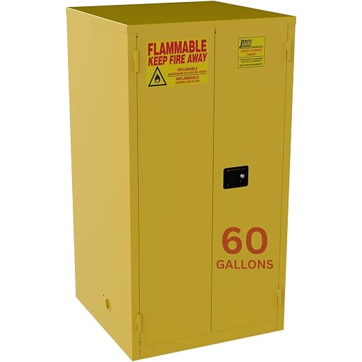 Jamco 60 Gallon Steel Flammable Safety Cabinet, Manual Doors, Yellow | All-Welded Double-Wall Steel Flammable Storage Cabinet, Lockable Doors, 34"W X 34"D X 65"H, Osha & Fm Certified, Made In Usa