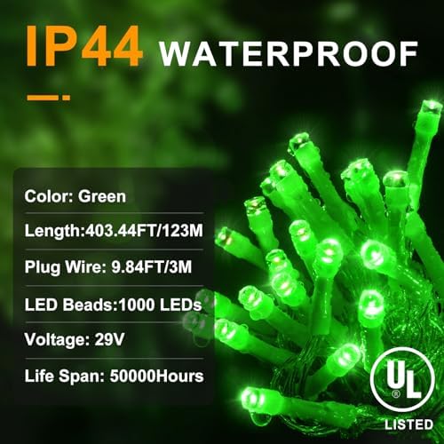 KNONEW 403ft 1000 LED Christmas Lights Outdoor String Light for Tree Decor