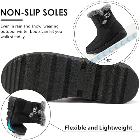 Ablanczoom Womens Winter Snow Boots with Warm Fur Lining Comfortable Booties Non Slip Waterproof Outdoor Shoes